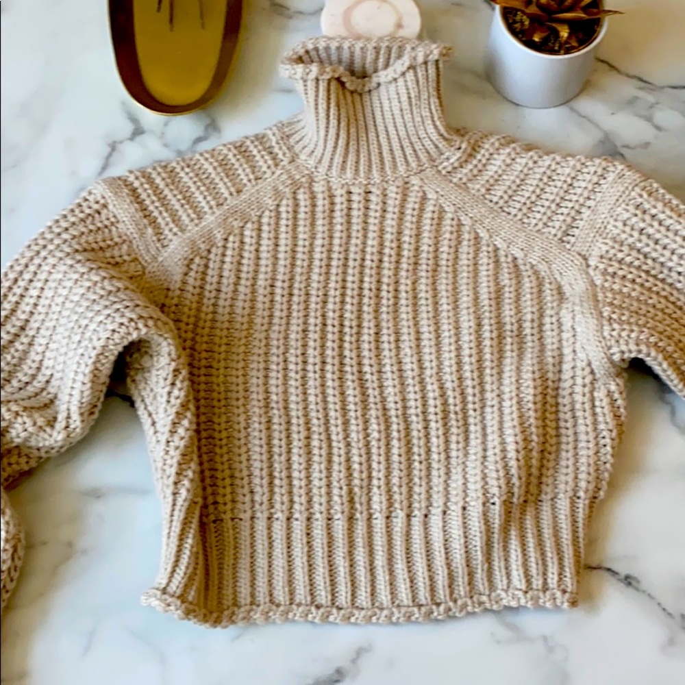 Beige Oversized Knitted Sweater